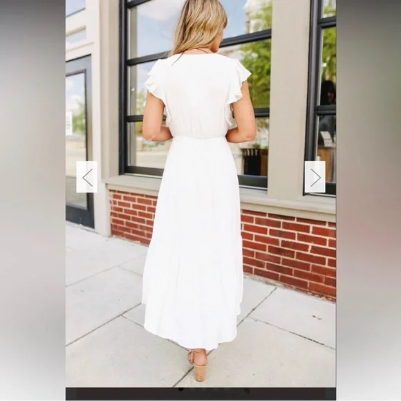 LUSH midi ruffle off white dress size S - Picture 3 of 14